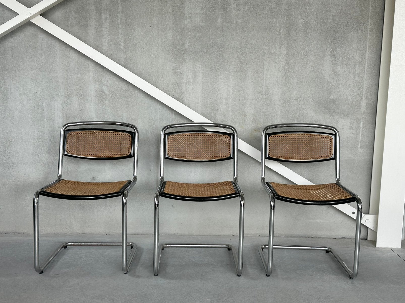 Vintage chroom “Cesca” chairs (3), Ophalen, Zo goed als nieuw, Bruin, Leer