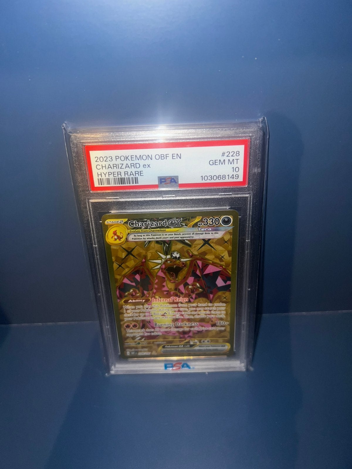 Charizard Ex PSA 10 Hyper Rare 2023 OBF EN Pokemon Slab, Ophalen of Verzenden, Zo goed als nieuw, Losse kaart, Foil