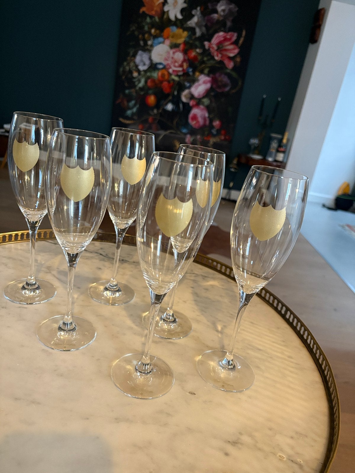 Te koop zes Champagne flûtes van Dom Perignon, Verzamelen, Ophalen of Verzenden, Zo goed als nieuw, Overige typen