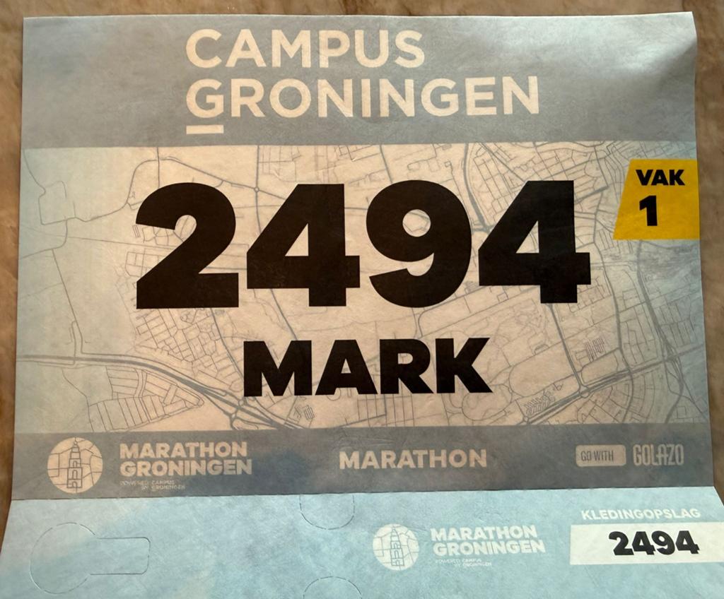 Startnummer marathon Groningen, Ophalen of Verzenden, Nieuw, Overige typen, Overige merken