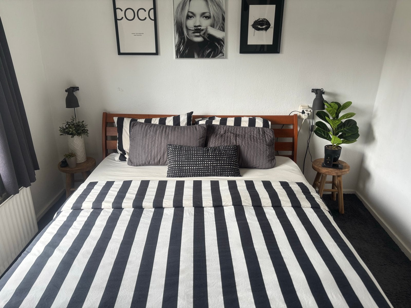 Tweepersoonsbed 160 x 200 Auping Hout, Ophalen, Gebruikt, Bruin, Tweepersoons