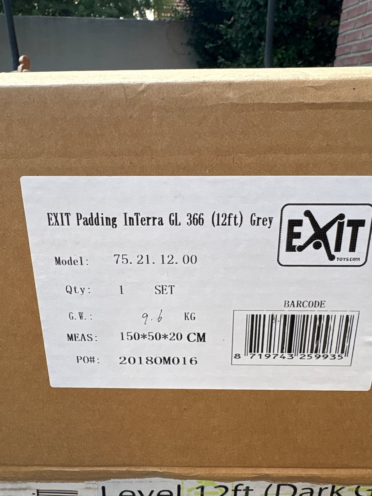 GRATIS! EXIT InTerra GL 366 (12ft) Grijze Trampoline Rand, Kinderen en Baby's, Ophalen, Nieuw
