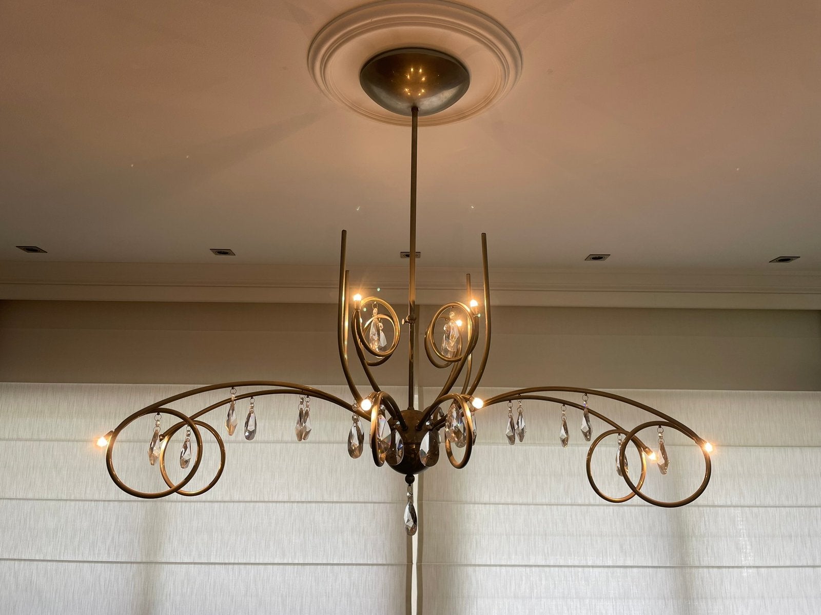 Prachtige unieke luxe hanglamp kristallen, Ophalen, Zo goed als nieuw, Metaal, Modern