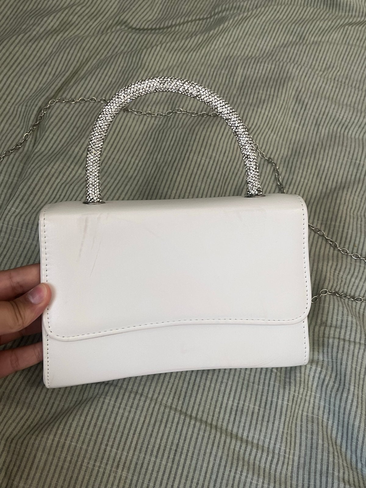 Mooie witte bruiloft tas met glitter handvat, Ophalen, Zo goed als nieuw, Wit, Avondtasje