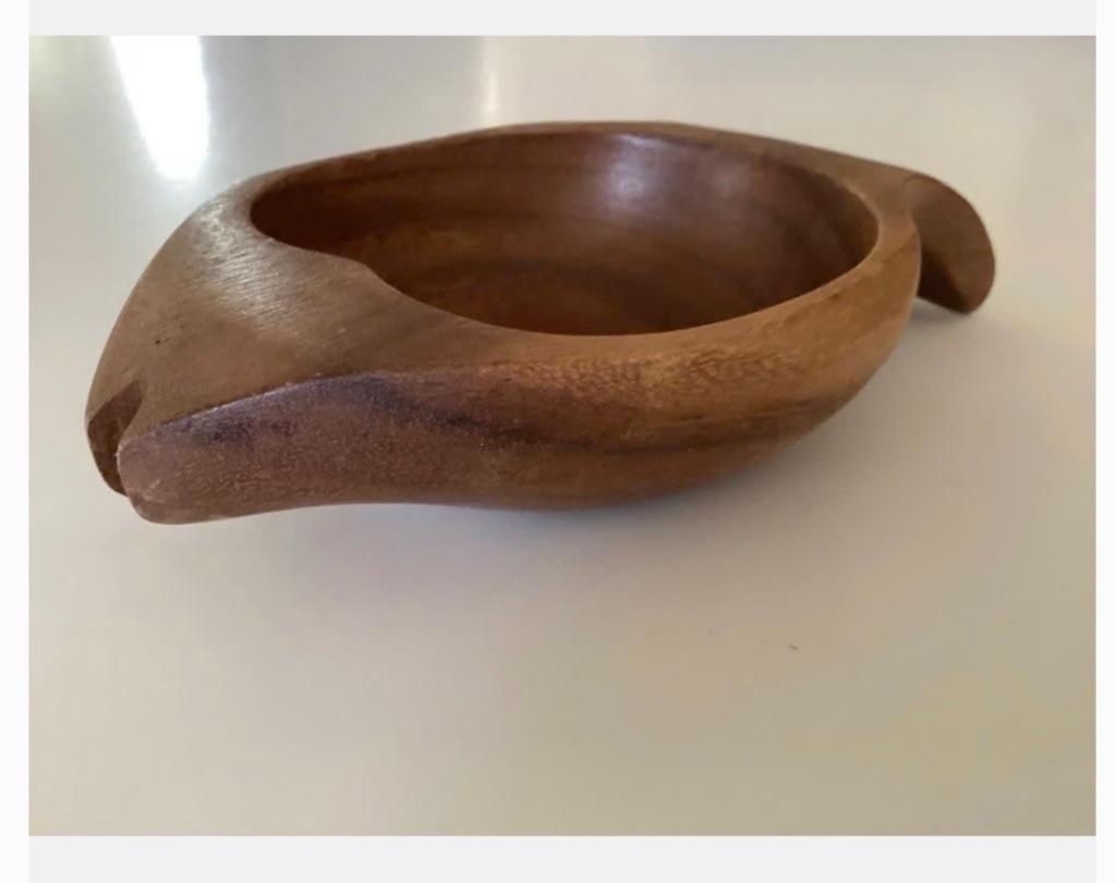 Retro houten snack schaaltje, organisch, vis, gaaf, Huis en Inrichting, Woonaccessoires | Schalen en Manden, Schaal, Ophalen of Verzenden