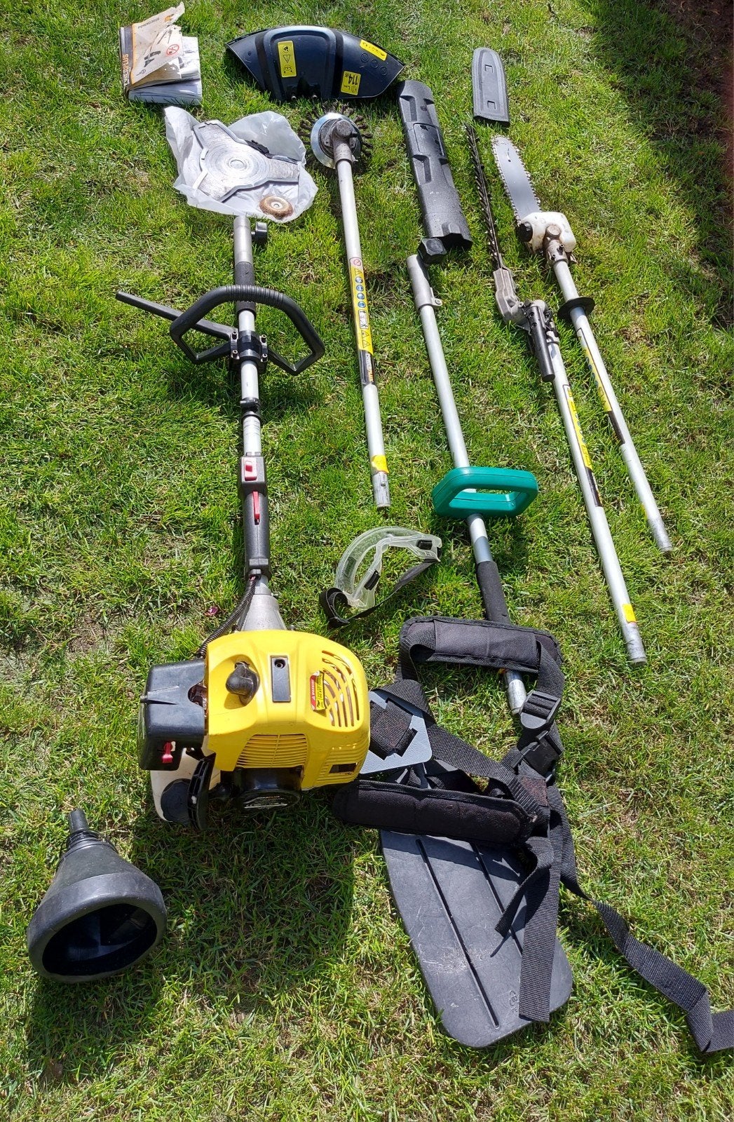 Multifunctionele 4-in-1 Benzine Bosmaaier & Kettingzaag, Tuin en Terras, Ophalen, Gebruikt, Powerplus