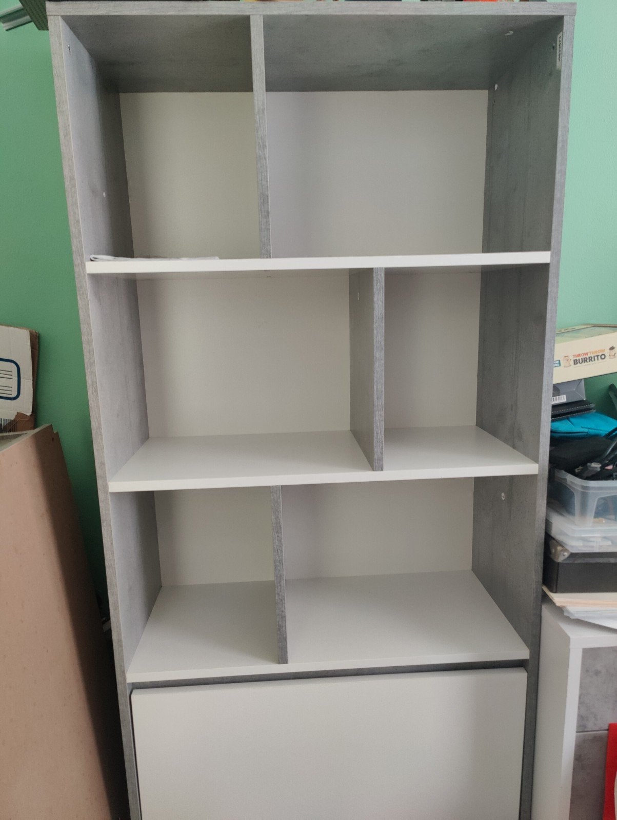 Set (hoek)bureau en boekenkast grijs/wit, Ophalen, 25 tot 50 cm, 50 tot 100 cm