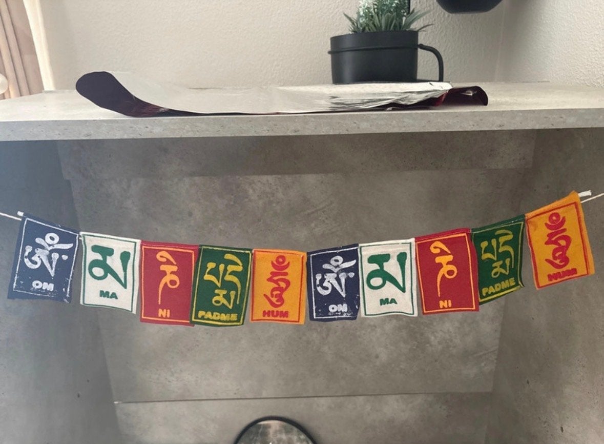 Nieuwe Boeddhistische Mantra Banner - 'Lof aan het juweel in, Ophalen, Nieuw, Overige typen, Boeddhisme
