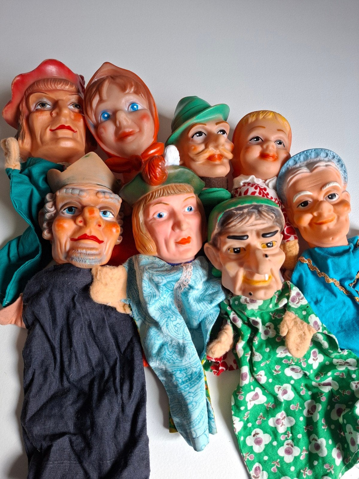 Set van 8 Vintage Handpoppen - poppenkast poppen, Ophalen of Verzenden, Overige typen