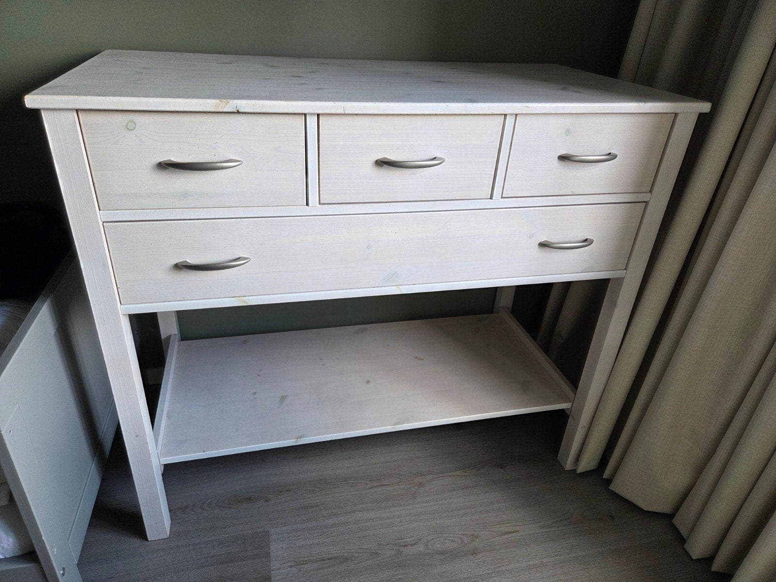 Commode hout, white/grey wash., Ophalen, Gebruikt, 50 tot 70 cm, 100 cm of meer