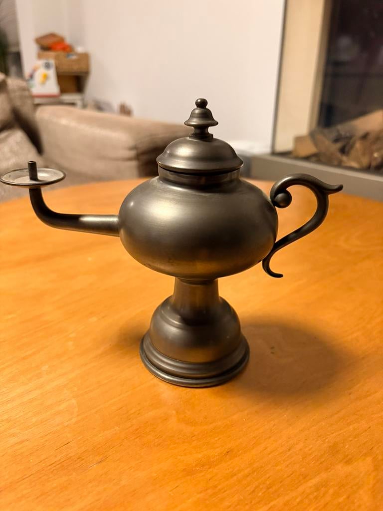 Tinnen olielampje (snotneus), Antiek en Kunst, Antiek | Tin, Ophalen