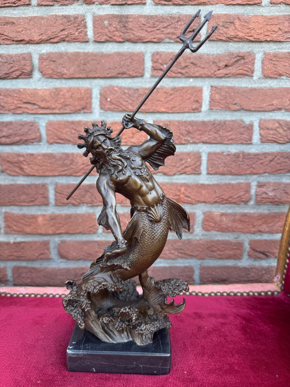 Bronzen Beeld Poseidon - Griekse Mythologie - Gesigneerd, Ophalen of Verzenden, Brons