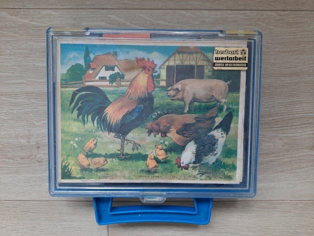 Oude vintage Herbart blokkenpuzzel, Ophalen of Verzenden, 10 tot 50 stukjes, Gebruikt, 4 tot 6 jaar
