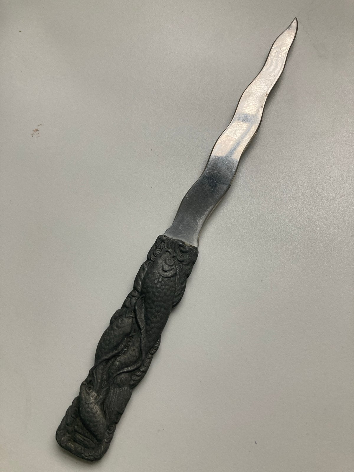 Art Nouveau Skønvirke briefopener, tin, Denemarken, 23 cm, Ophalen