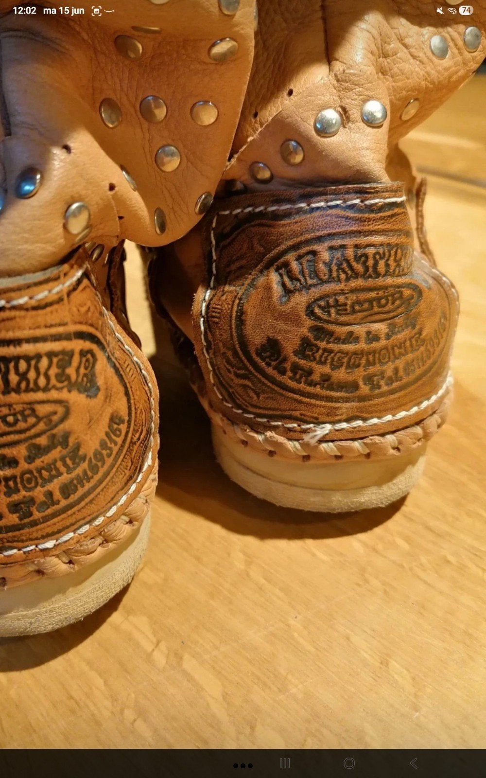 Dames Leren Laarzen met Studs - Uniek Design, Kleding | Dames, Schoenen, Bruin, Lage of Enkellaarzen, Ophalen of Verzenden, Gedragen