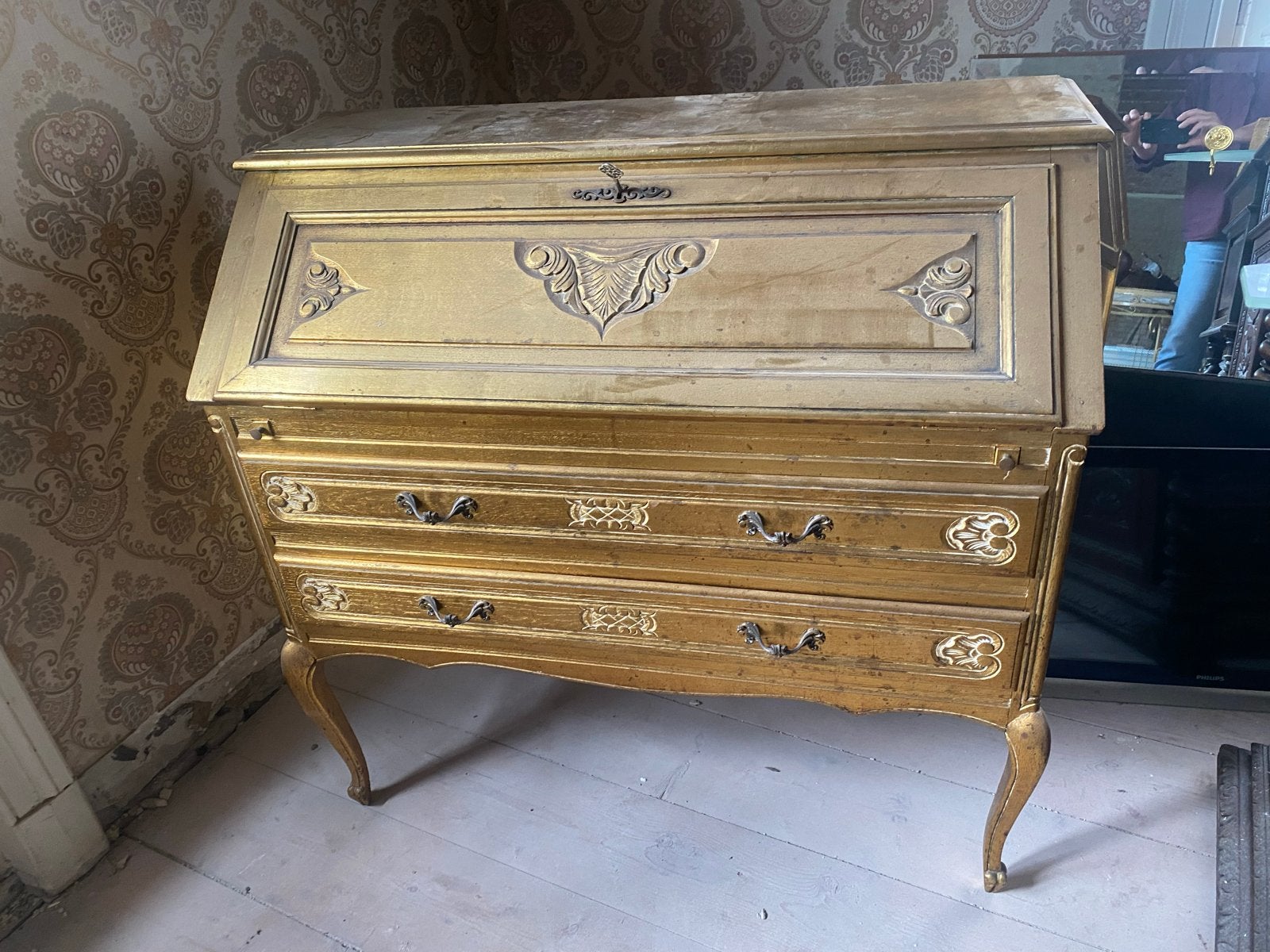 Antieke Louis XV Secretaire / Klepbureau, Ophalen