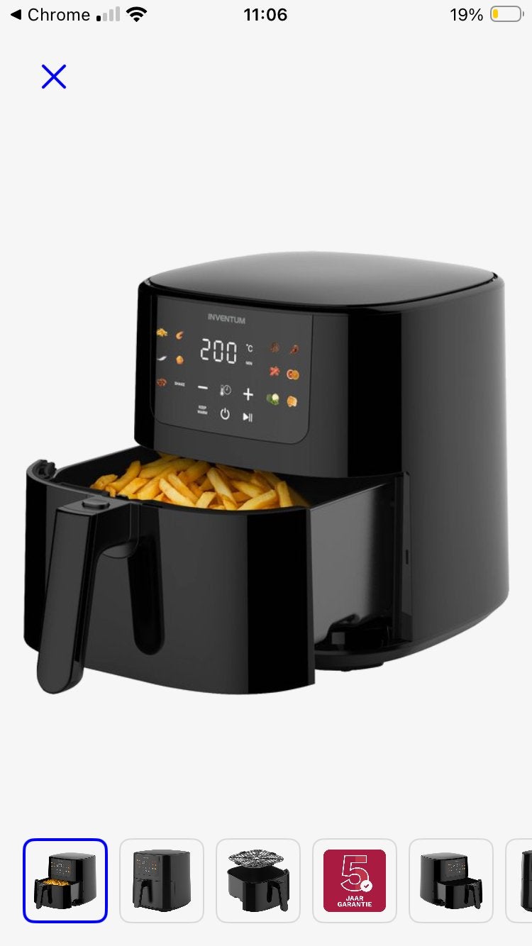 Nieuw in doos: Inventum 5l. airfryer GF501HLDB, Ophalen of Verzenden, Nieuw, Airfryer XL, 1000 t/m 1499 gram