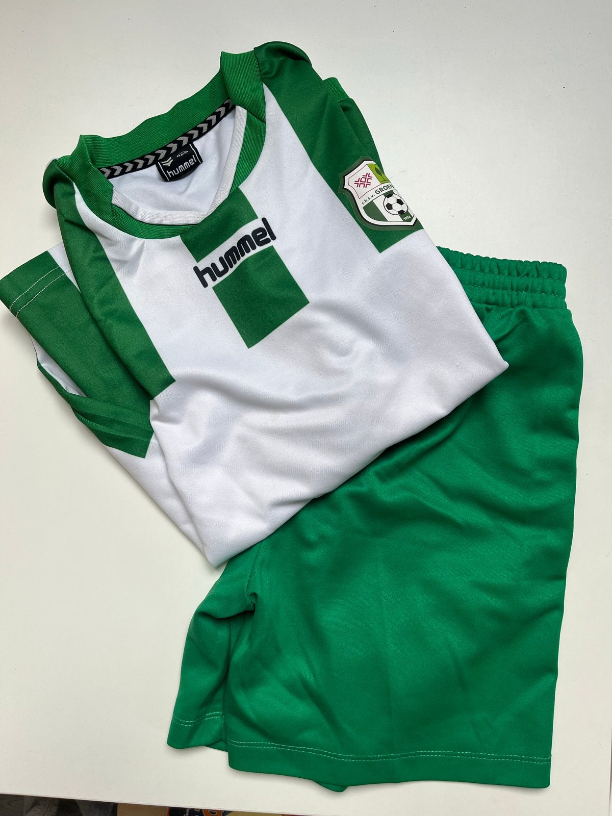 Voetbaltenue Groen Wit Princenhage Breda - Hummel Maat 140, Ophalen of Verzenden, Gebruikt, Set