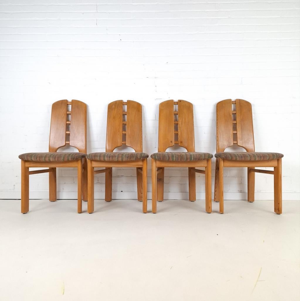 4x vintage Lübke stoelen brutalist jaren 70 mid century, Ophalen, Gebruikt, Bruin, Vier