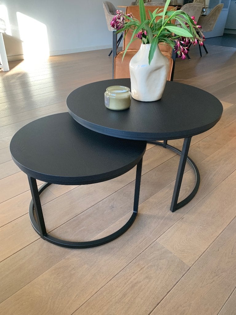 Zwarte Salontafels van Profijt Meubel - Set van 2, Huis en Inrichting, 50 tot 100 cm, Modern, Industrieel, Rond, Nieuw