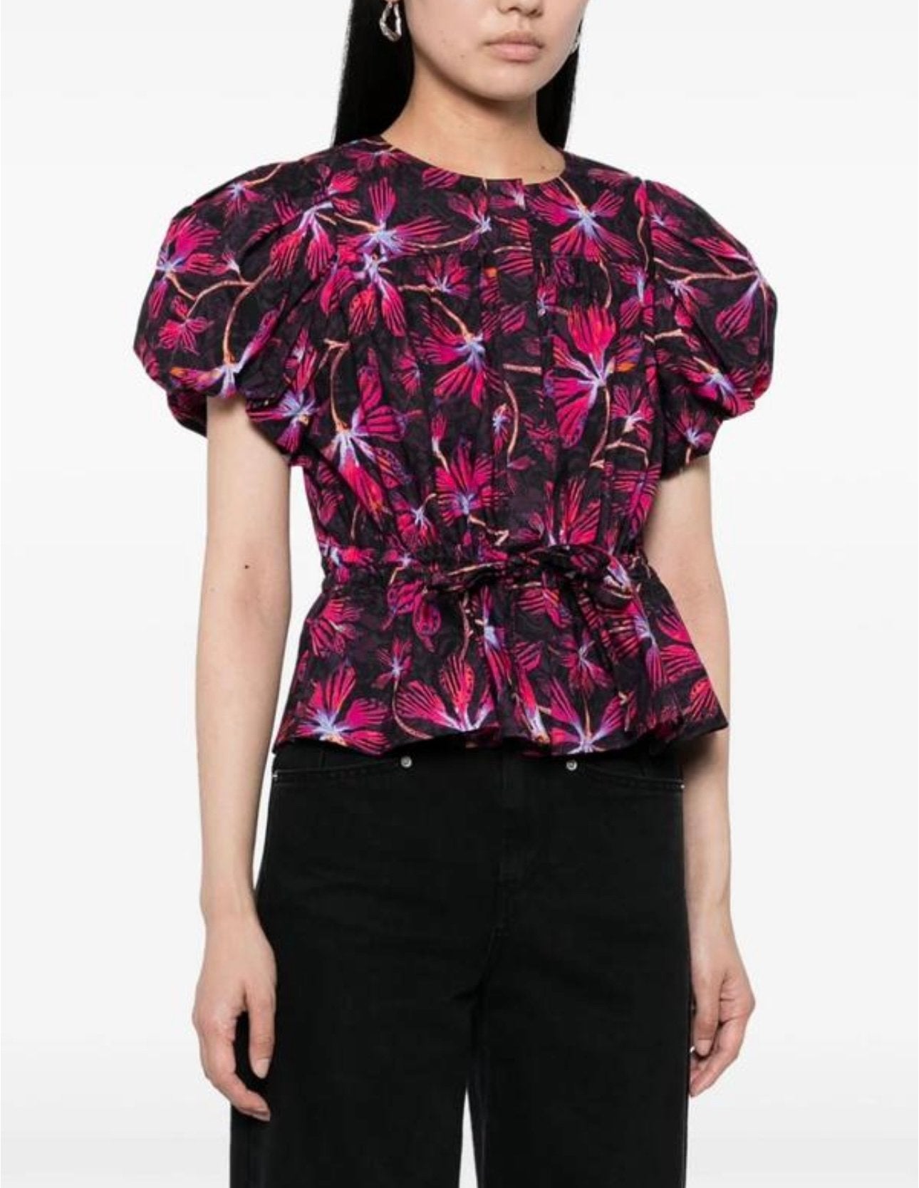 Ulla Johnson boho puff sleeve blouse shirt floral multicolor, Ophalen of Verzenden, Zo goed als nieuw, Maat 36 (S), Meerkleurig