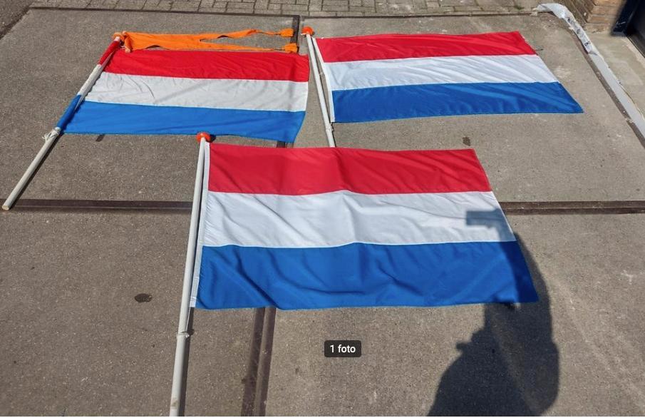 Nederlandse vlag met stok en/of wimpel., Diversen, Vlaggen en Wimpels, Ophalen, Gebruikt, ., .