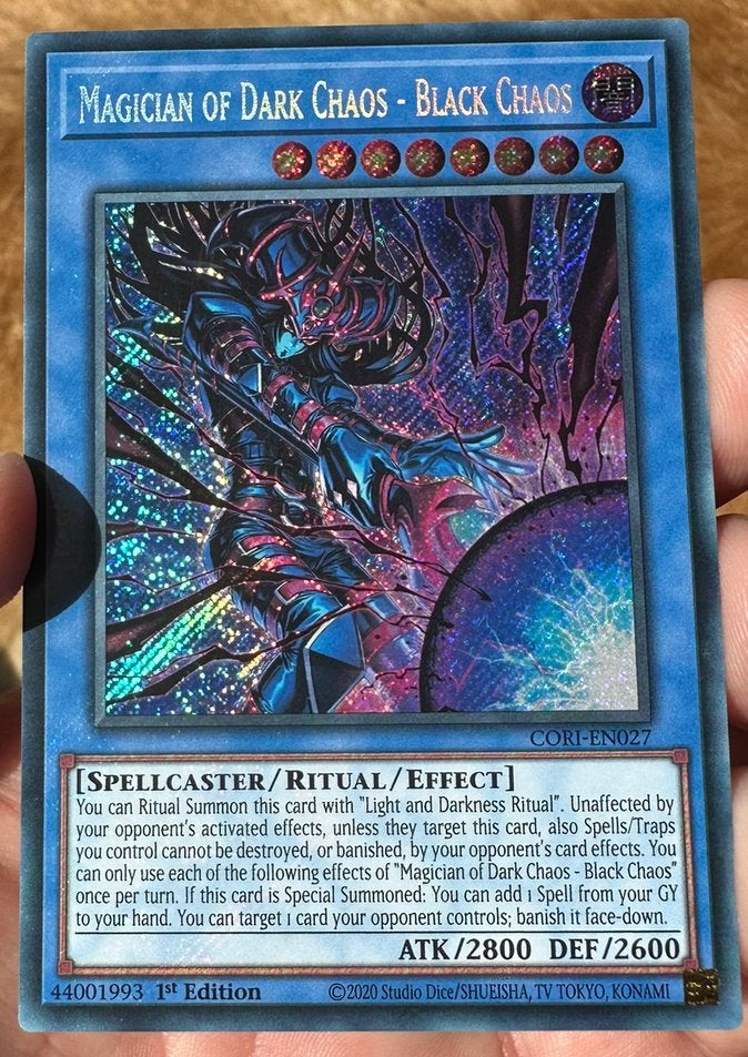 Yu-Gi-Oh! Magician of Dark Chaos - Black Chaos CORI 1st Mint, Ophalen of Verzenden, Zo goed als nieuw, Losse kaart, Foil
