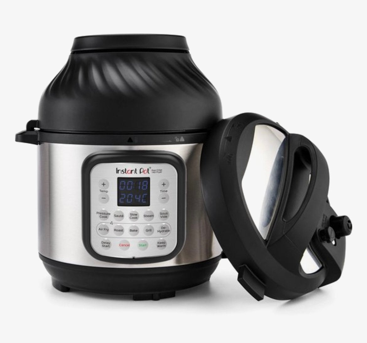 Instant Pot Duo Crisp 7,6 liter - zgan, Witgoed en Apparatuur, Slowcookers, Ophalen, Timer, Zo goed als nieuw