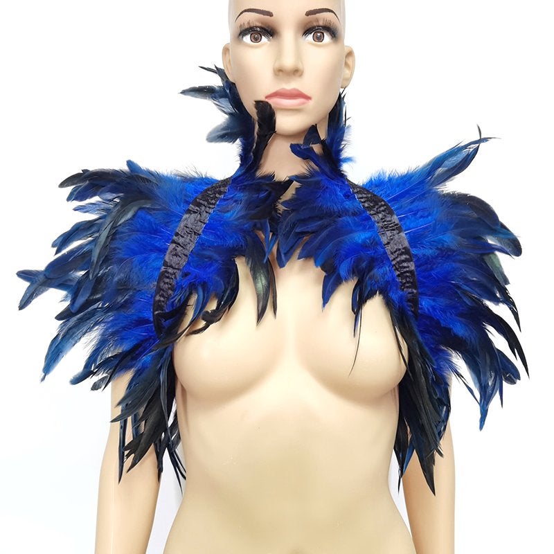 Blauwe dames victoriaanse veren bolero (kraag gothic sjaal), Verzenden, Nieuw