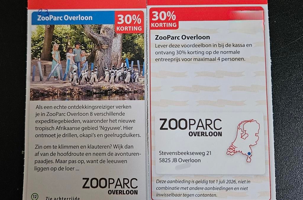 ZooParc Overloon 30% korting voor max. 4 personen.