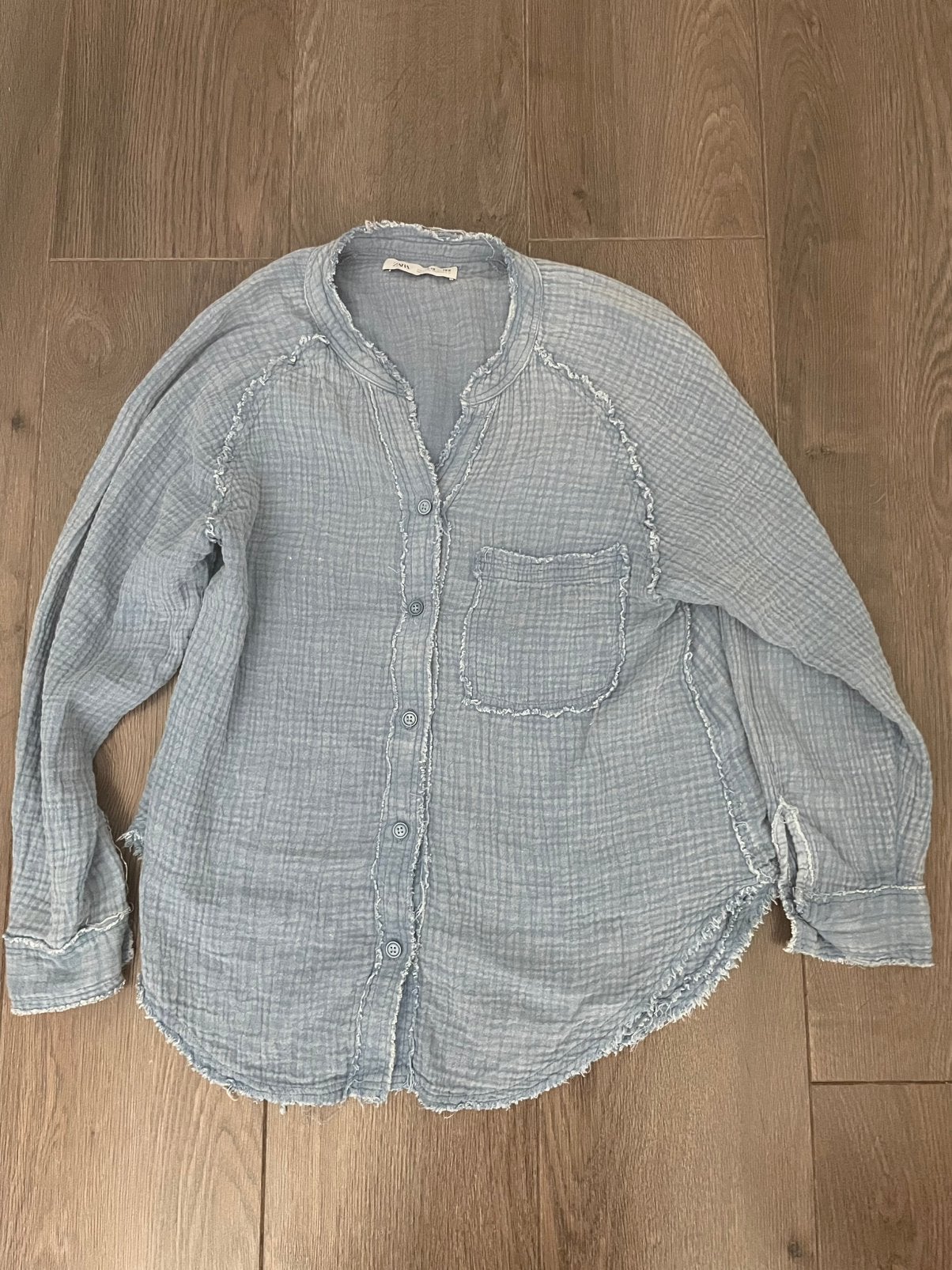 Blauwe washed blouse zara mt 152, Ophalen of Verzenden, Zo goed als nieuw, Meisje, Overhemd of Blouse