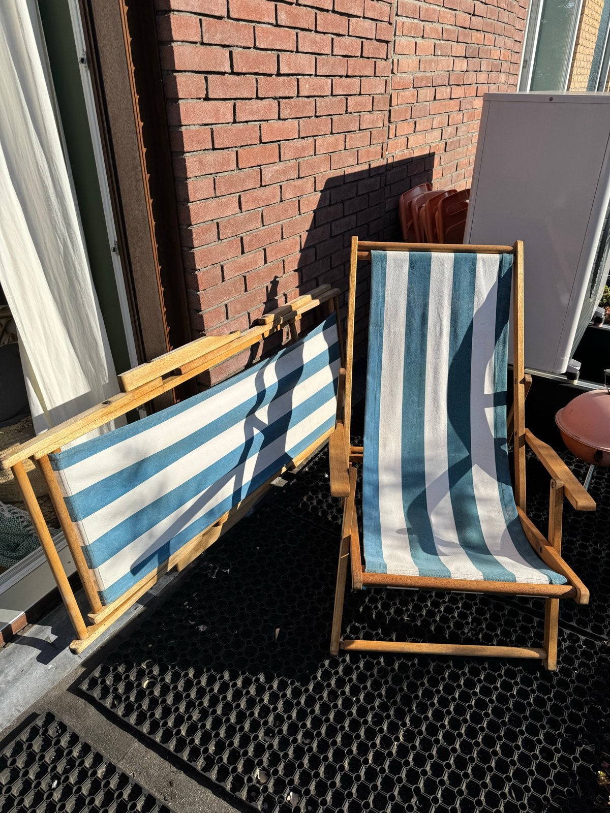 2x Strandstoel, Ophalen, Gebruikt, Hout, Inklapbaar