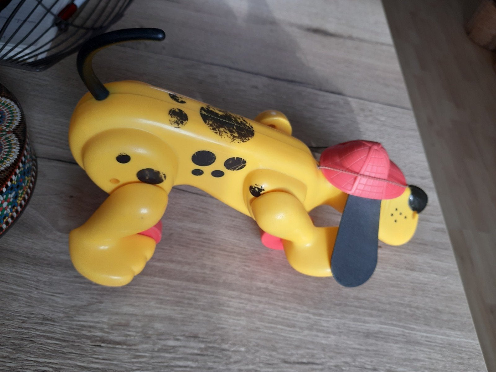 Vintage Trekhond Speelgoed - Gele Dalmatiër met Rode Pet, Ophalen of Verzenden, Gebruikt, Jongen of Meisje