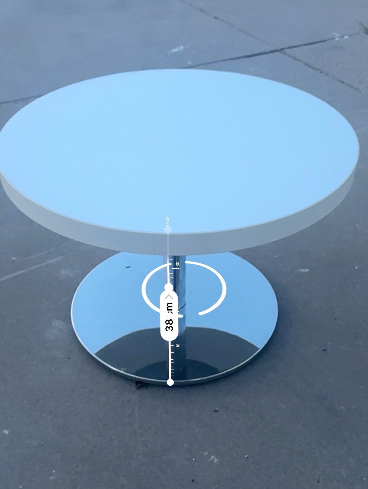 Moderne ronde salontafel met chromen voet, Ophalen, Gebruikt, Rond, 50 tot 100 cm