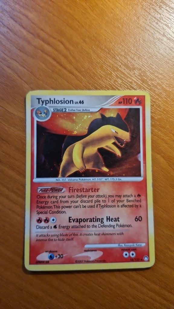 Pokémon Typhlosion Holo 16/123 – Mysterious Treasures 2007, Ophalen of Verzenden, Gebruikt, Losse kaart