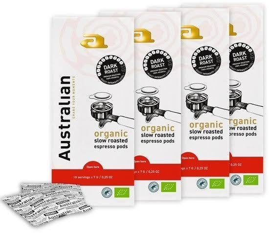 8 pakken Australian Organic Coffee Pads, Espresso Dark Roast, Diversen, Ophalen of Verzenden