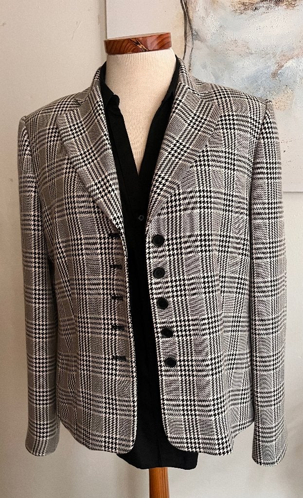 Blazer jasje zwart-wit ruit maat M 38-40, Maat 38/40 (M), Zwart, Ophalen of Verzenden, Jasje