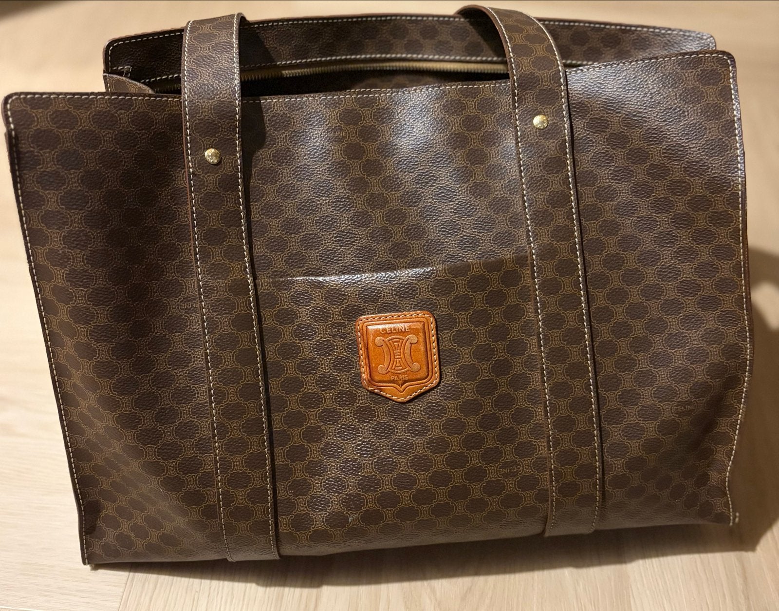 Vintage Celine Macadam Handtas, Ophalen of Verzenden, Gebruikt, Bruin, Handtas