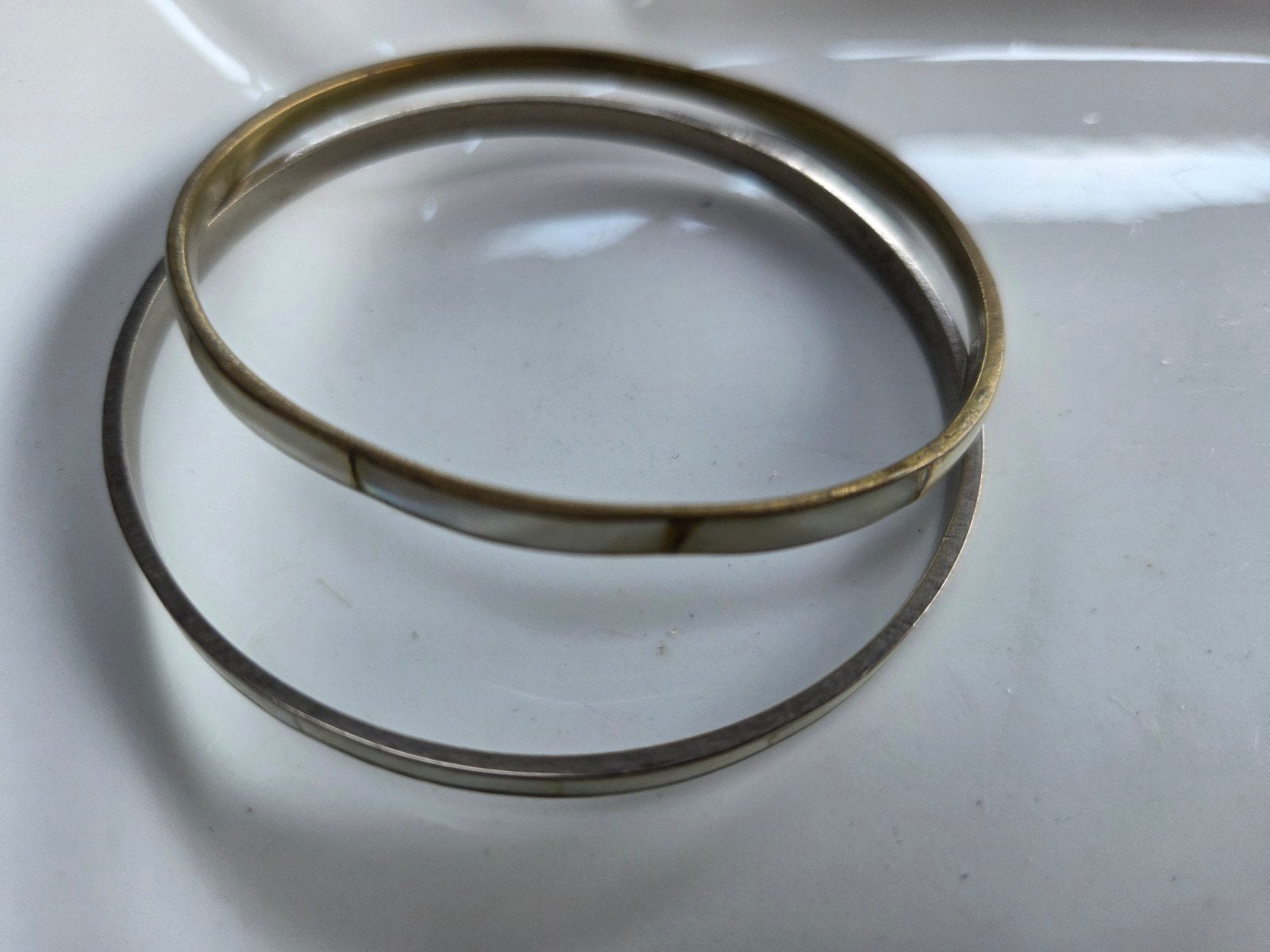 vintage parelmoer armbanden, Verzenden, Gebruikt, Overige materialen