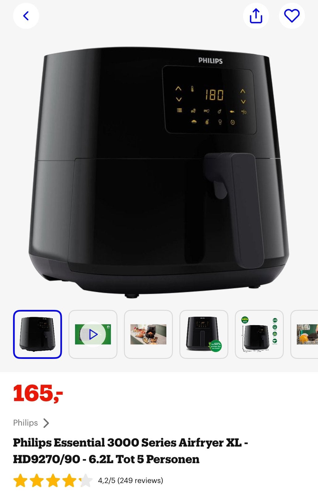 Philips Airfryer HD9270 – Nieuw, nooit gebruikt, Ophalen, Nieuw