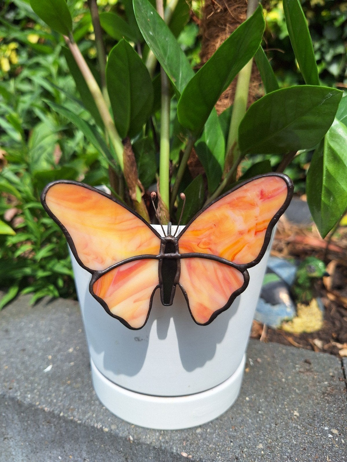 Oranje vlinder glas in lood, Ophalen of Verzenden