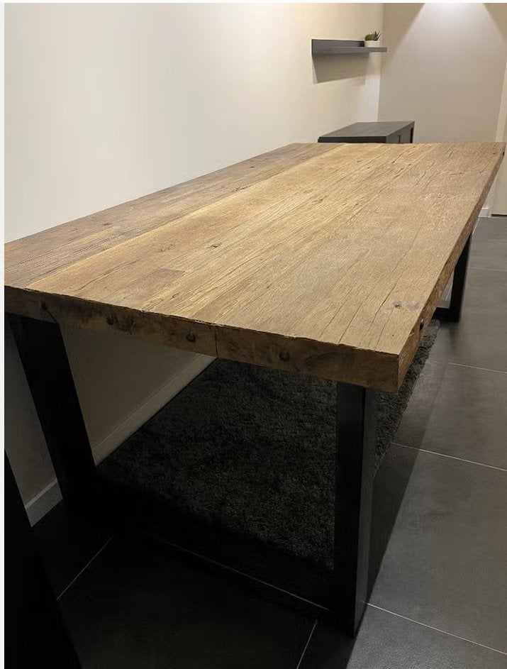 Industriële tafel, 200 cm of meer, 50 tot 100 cm, Zo goed als nieuw, Vier personen