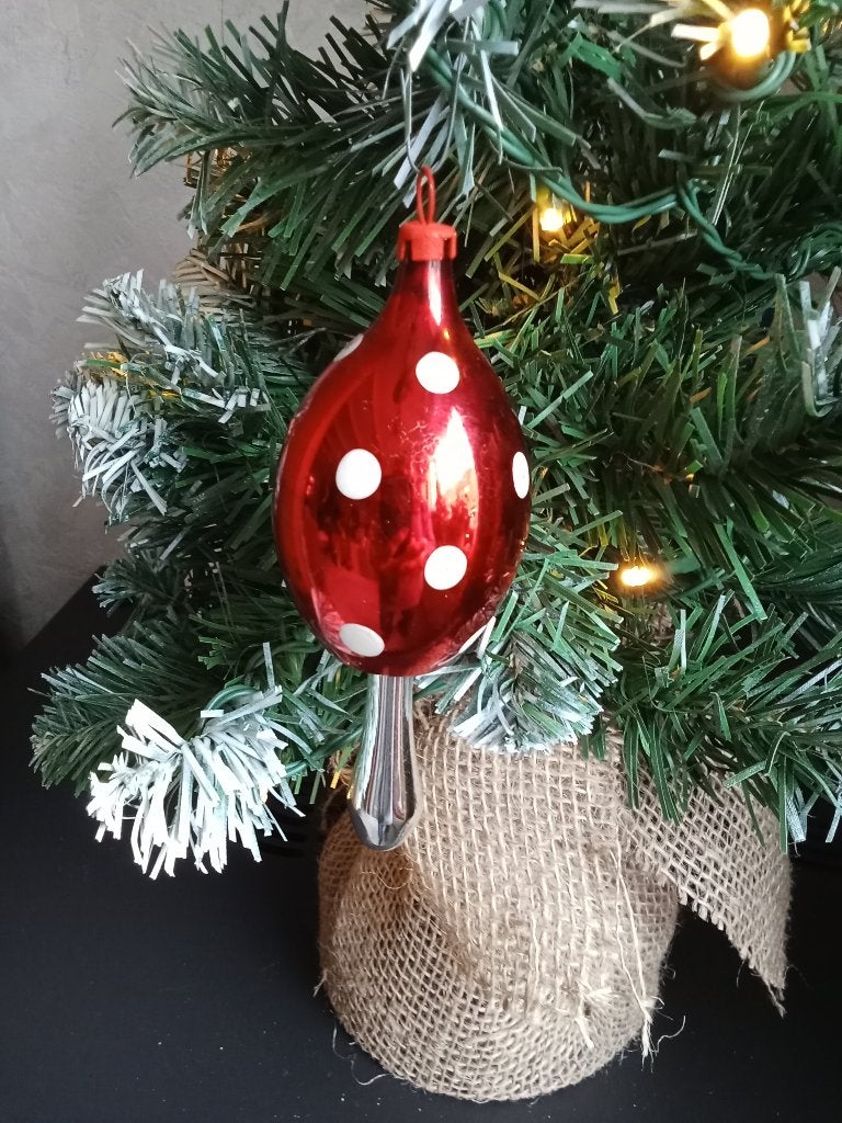 te koop zeer mooie dun glazen kerstbal grote paddestoel, Diversen, Kerst, Ophalen of Verzenden, Gebruikt