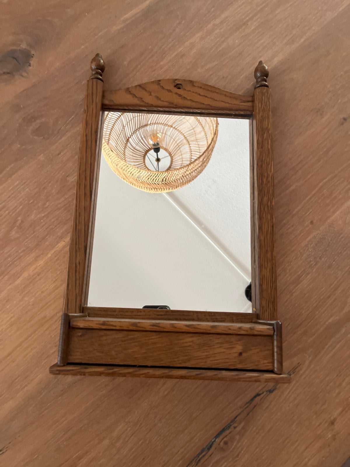 Vintage Sleutelbakje met Spiegel - Meubelfabriek Oisterwijk, Ophalen of Verzenden, Rechthoekig, Minder dan 50 cm, Minder dan 100 cm