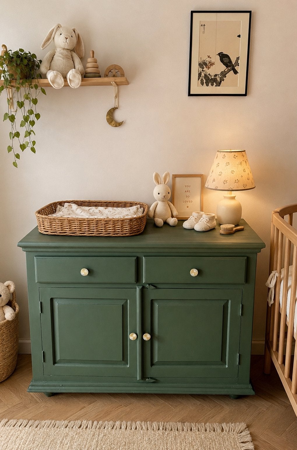 Broccante commode/kast – handgeschilderd groen, Ophalen