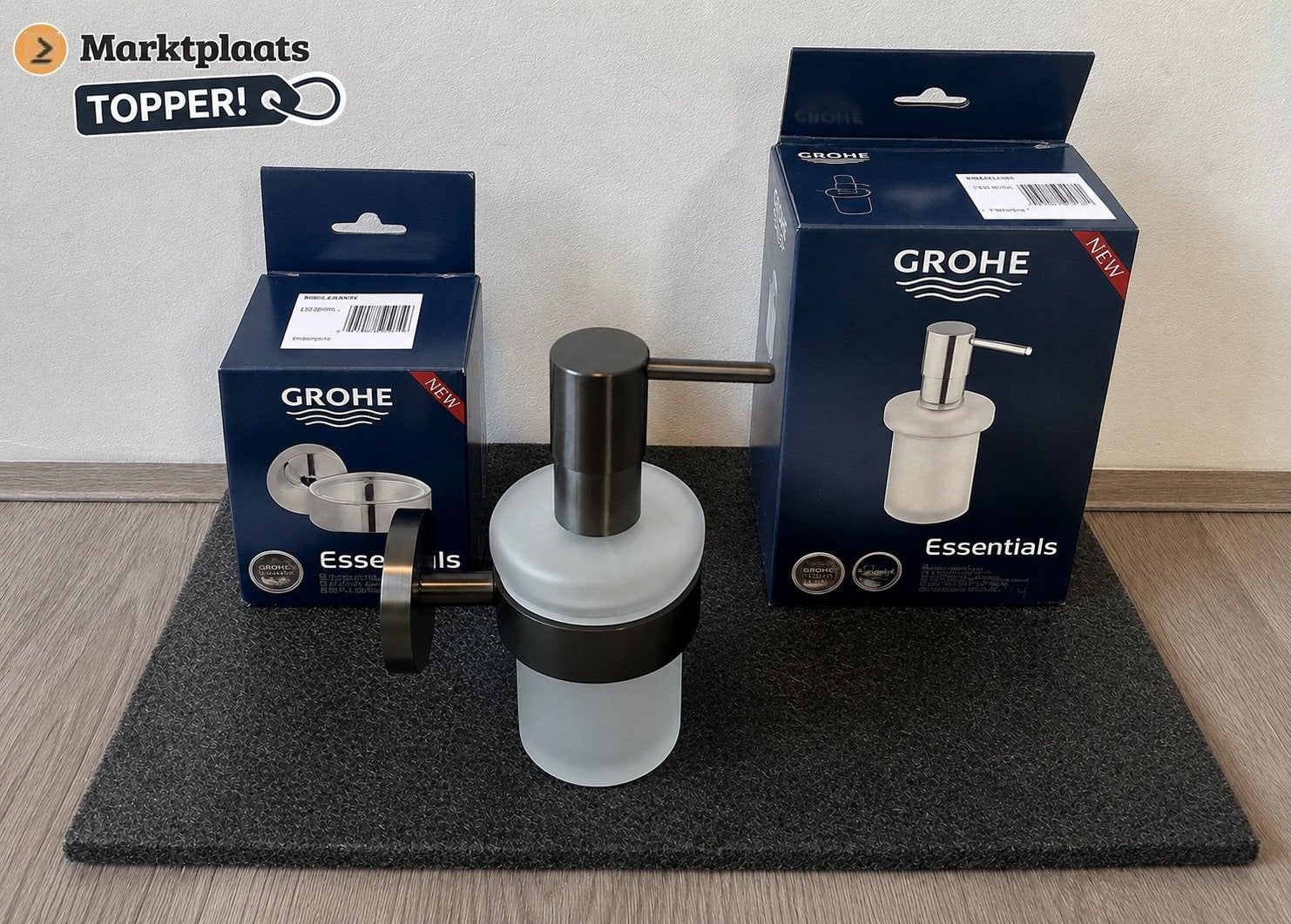Grohe Zeepdispenser incl. Wandhouder Brush Hard Graphite, Ophalen of Verzenden, Nieuw, Grijs, Zeepdispenser/zeepbakje