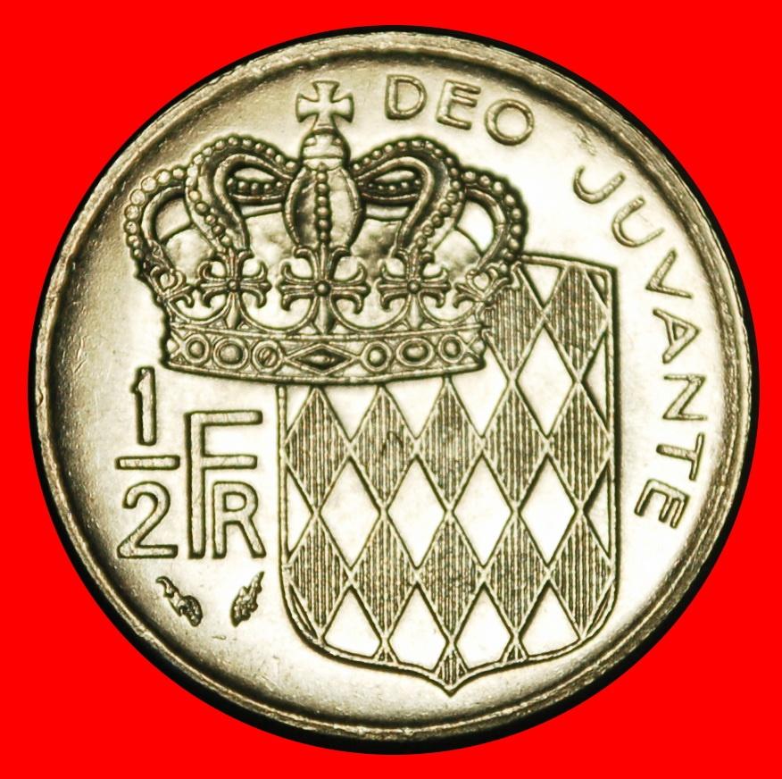 Ⰺ FRANCE 1965-1995: MONACO 1/2 FRANC 1979! RAINIER 1949-2005, Postzegels en Munten, Ophalen of Verzenden, Overige landen, Losse munt