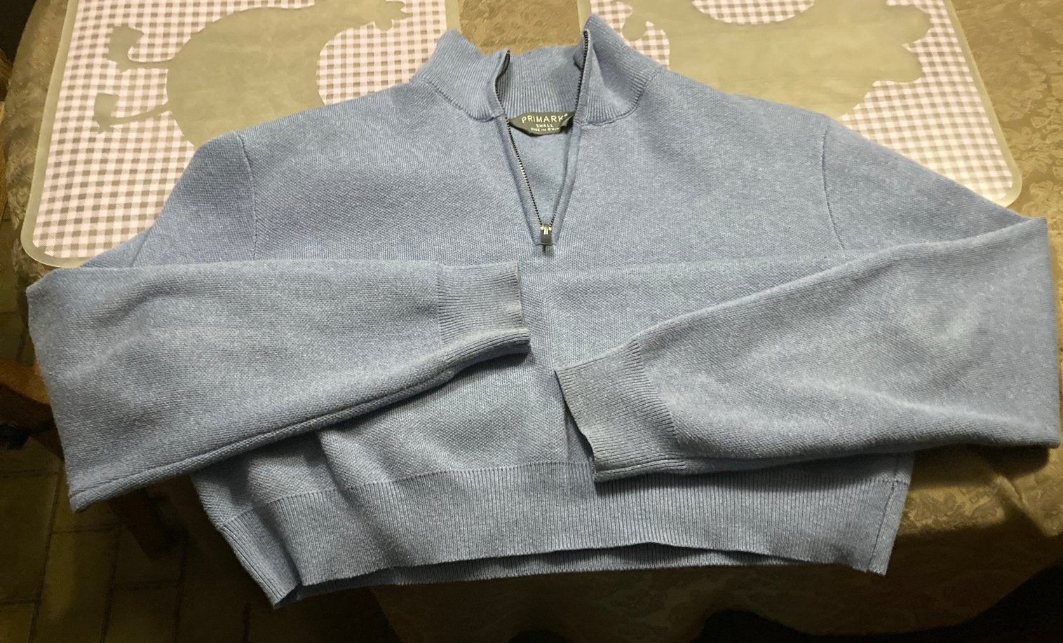 Lichtblauwe trui met rits, maat s, Ophalen of Verzenden, Zo goed als nieuw, Maat 46 (S) of kleiner, Blauw
