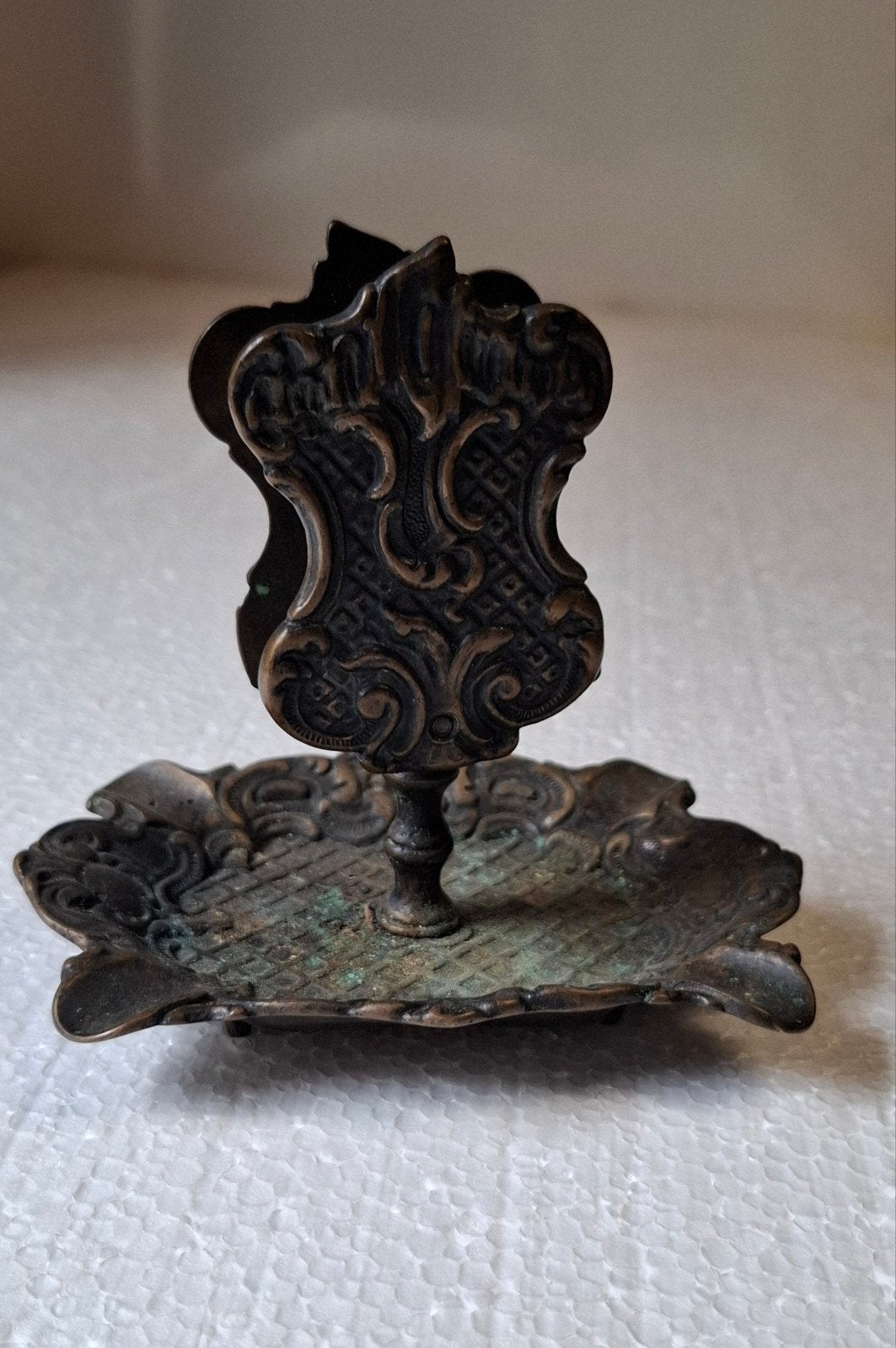 Antieke bronzen luciferhouder /asbak - Stylars, Antiek en Kunst, Ophalen of Verzenden