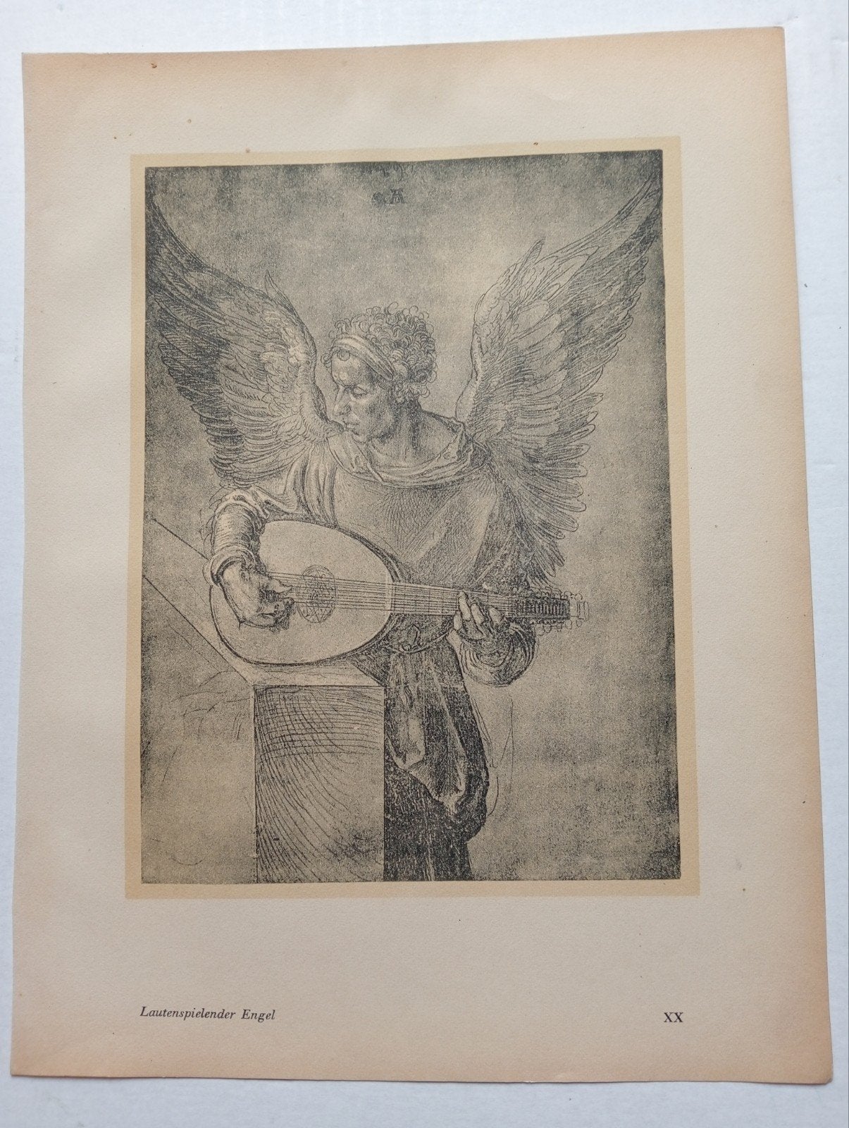 Albrecht Dürer offset prent Engel met Luit, Antiek en Kunst, Ophalen of Verzenden
